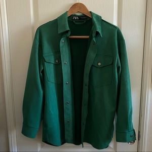 Suede green overshirt